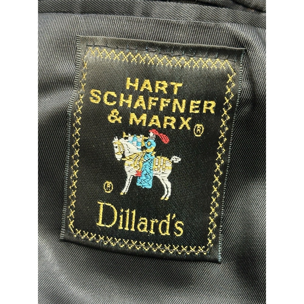 VTG 80s/90s Hart Schaffner Marx Soft Flannel Wool Sport Coat Navy Glen Plaid 46R - Picture 12 of 13